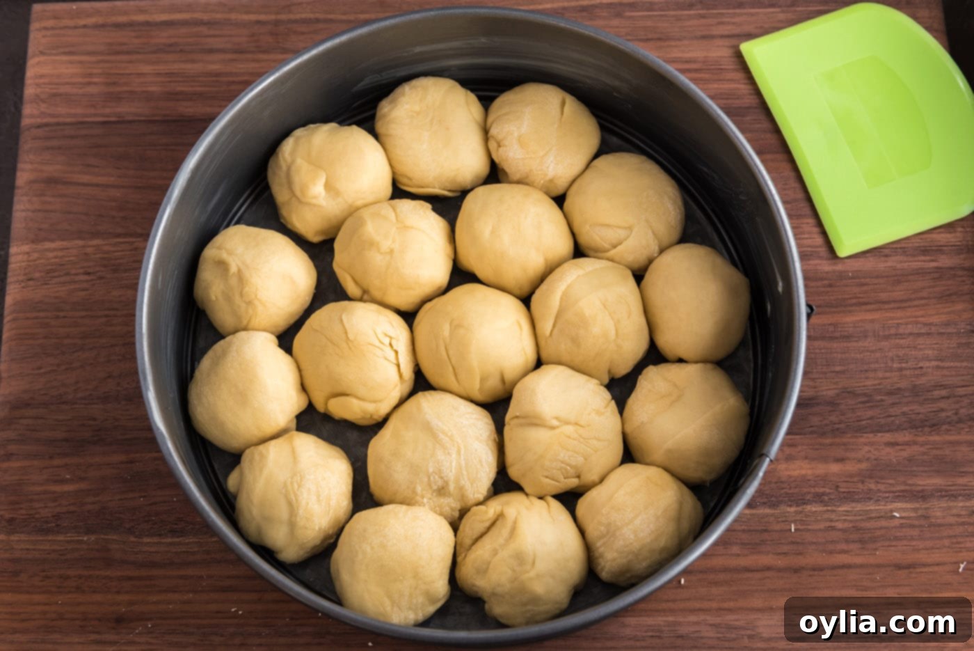 dough balls in a springform pan