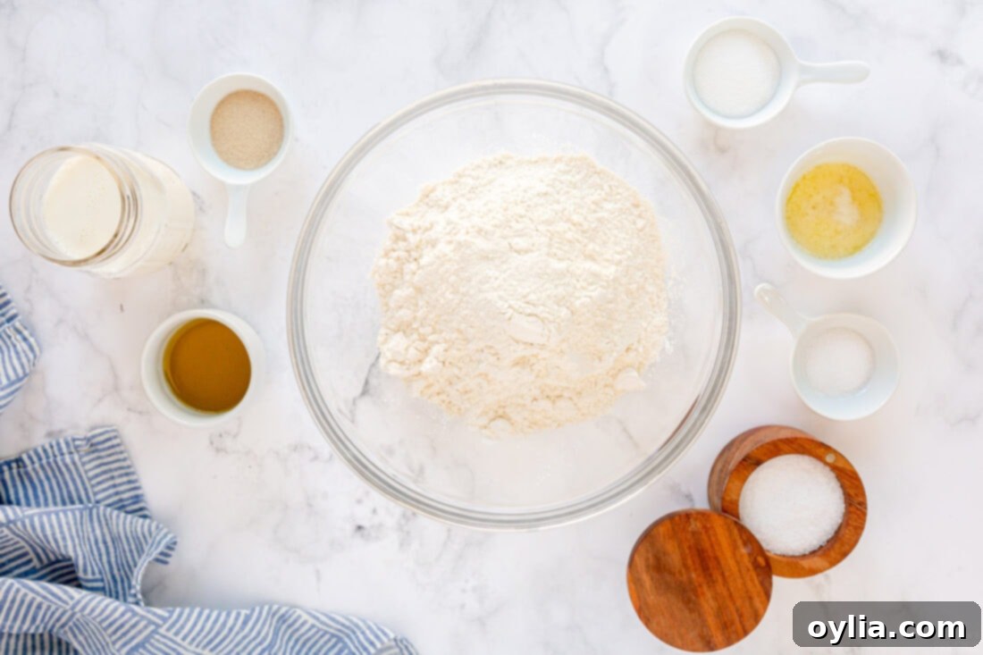 ingredients for Homemade Pull Apart Dinner Rolls