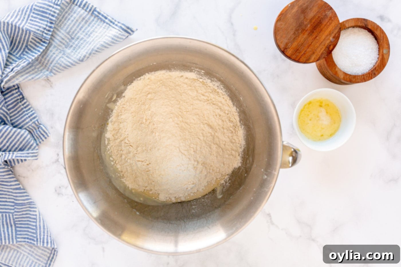 flour in mixing bowl
