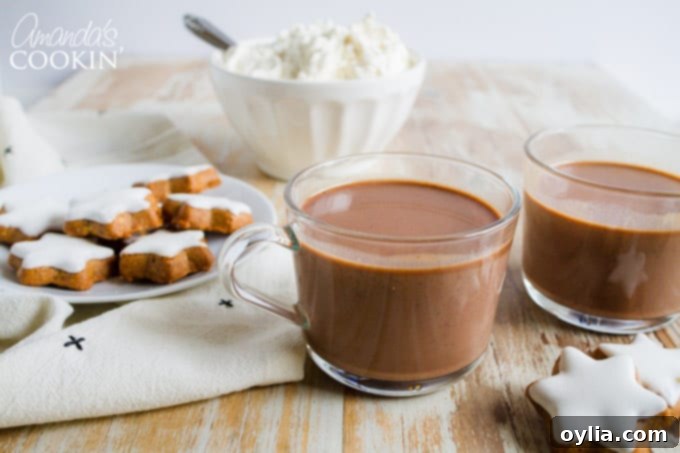 Champurrado in glass cups with cookies on the side
