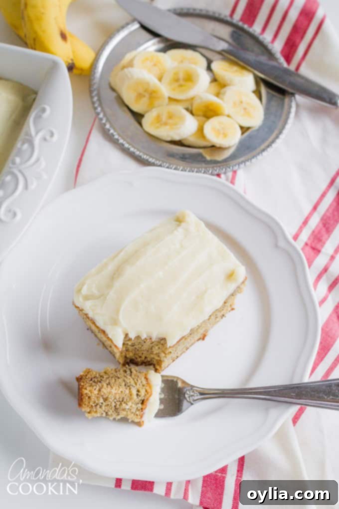 Deliciously moist Banana Cake with Vanilla Cream Cheese Frosting