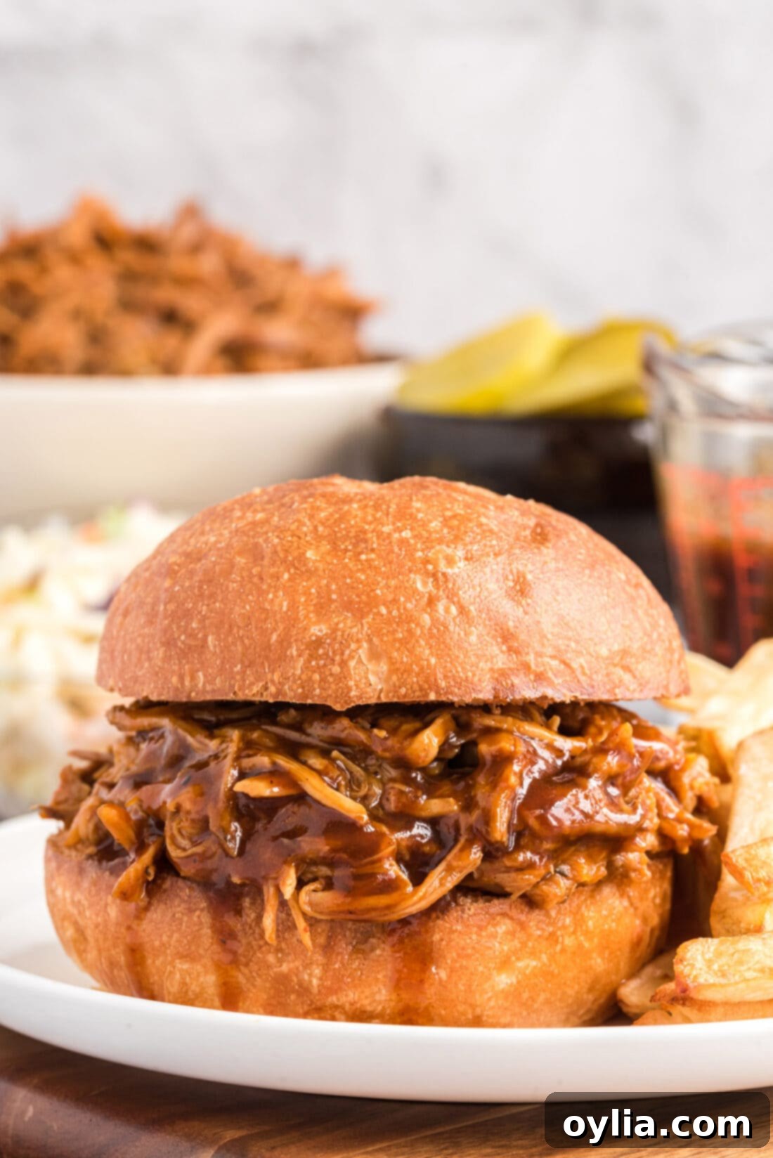 Easy Slow Cooker Pulled Pork 3 Delicious Slow Cooker Pulled Pork sandwich, ready to eat