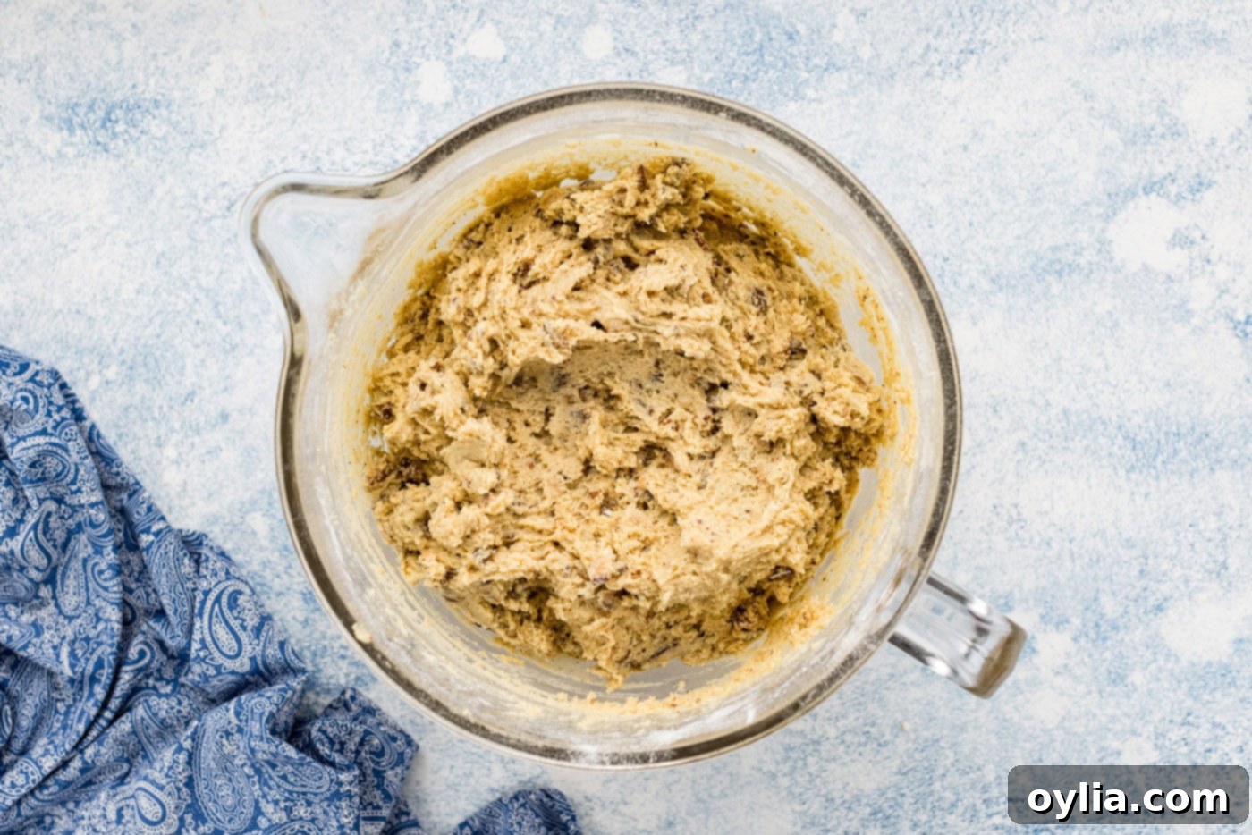 brown butter toffee blondies batter in a mixing bowl
