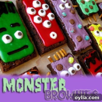 Delicious and colorful monster brownies decorated with cereal