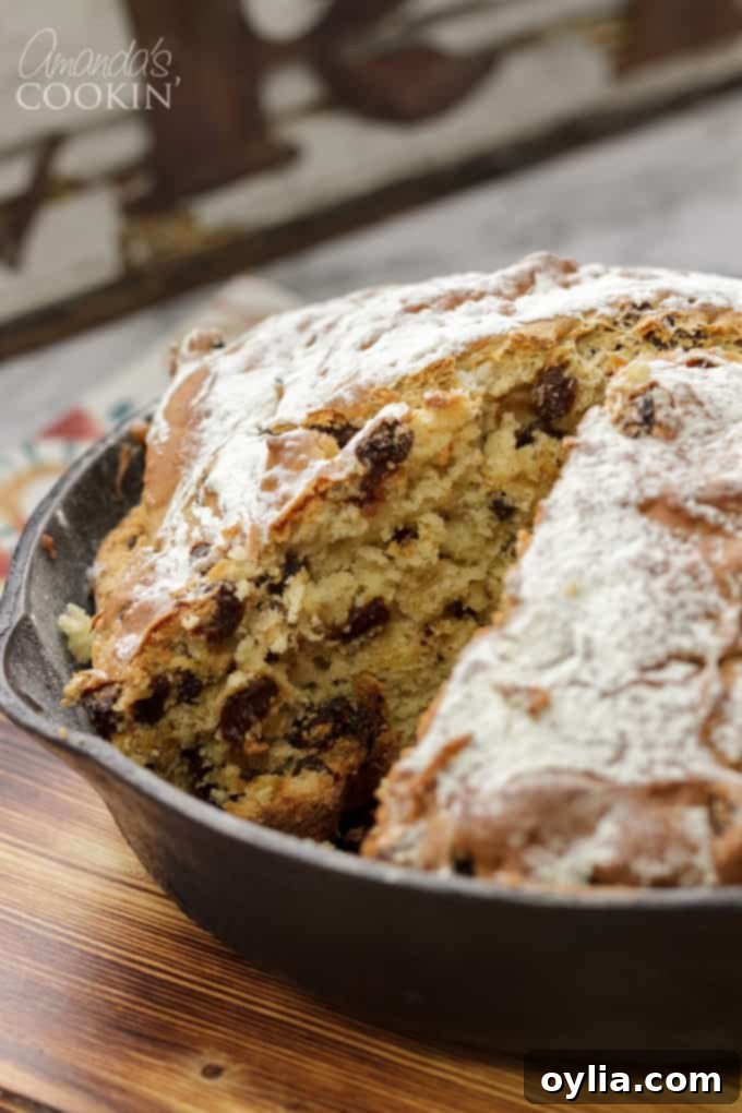 Irish soda bread with a slice missing