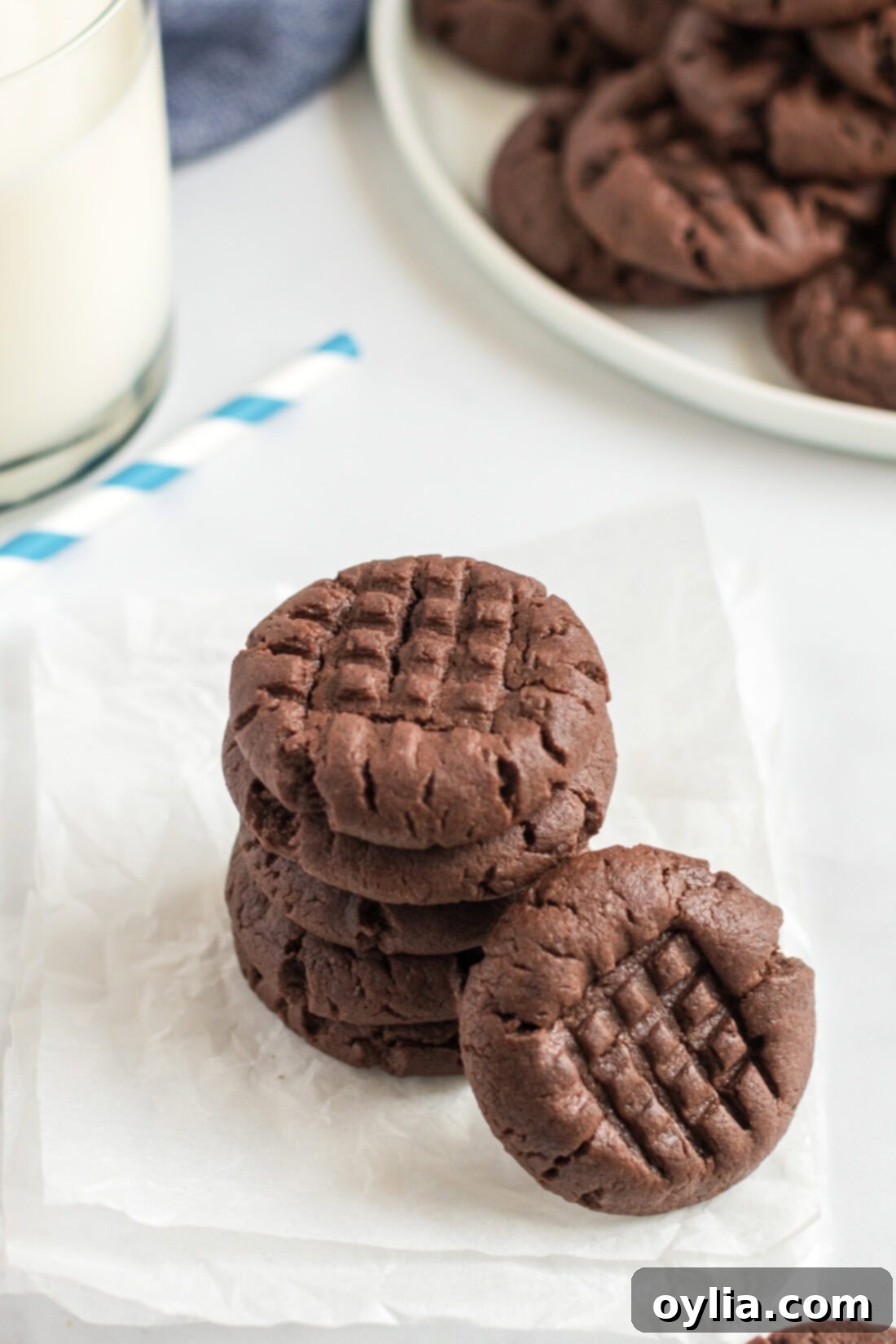 Stack of Chocolate Peanut Butter Cookies