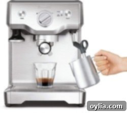 A sophisticated Breville Espresso Machine product image, showcasing its sleek design.