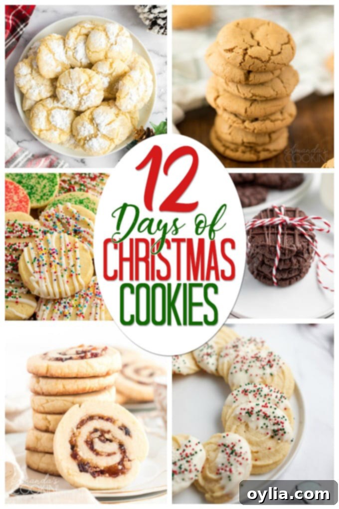 collage for 12 days of christmas cookies, featuring various holiday treats