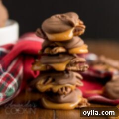 Indulgent Chocolate Turtle Bliss 2 stack of homemade chocolate turtles