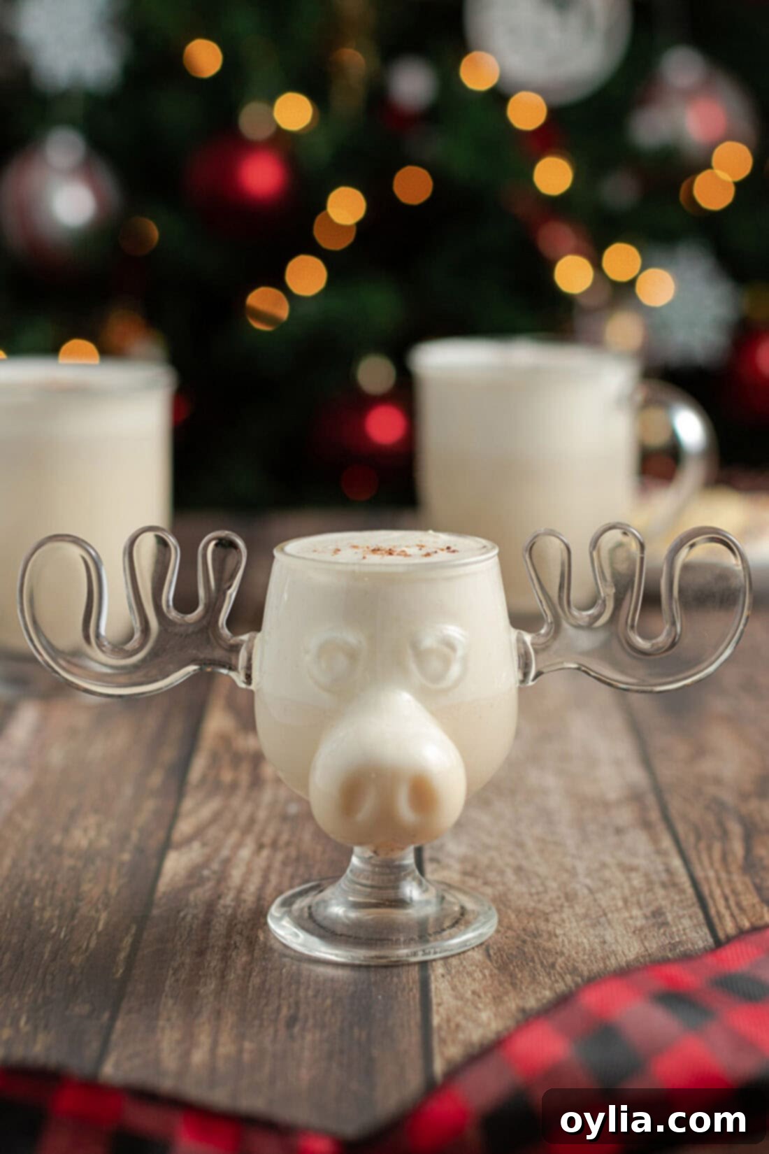 Velvety Holiday Eggnog 2 Homemade Eggnog in a reindeer mug