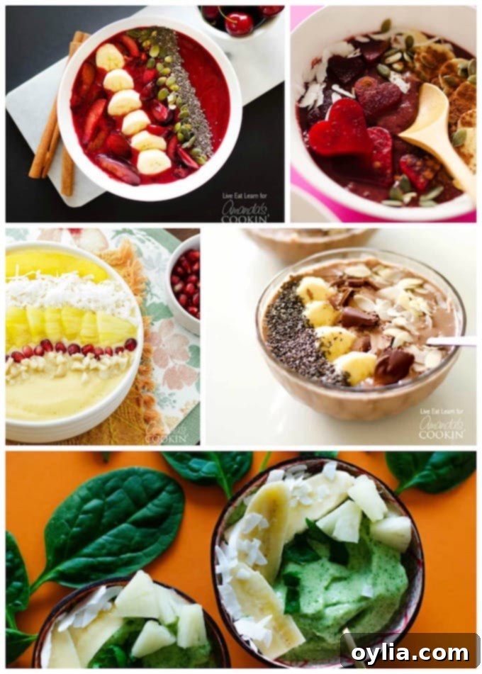 pictures of different smoothie bowls
