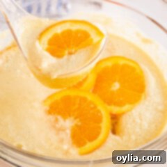Dreamy Orange Vanilla Punch 6 ladle lifting our orange punch