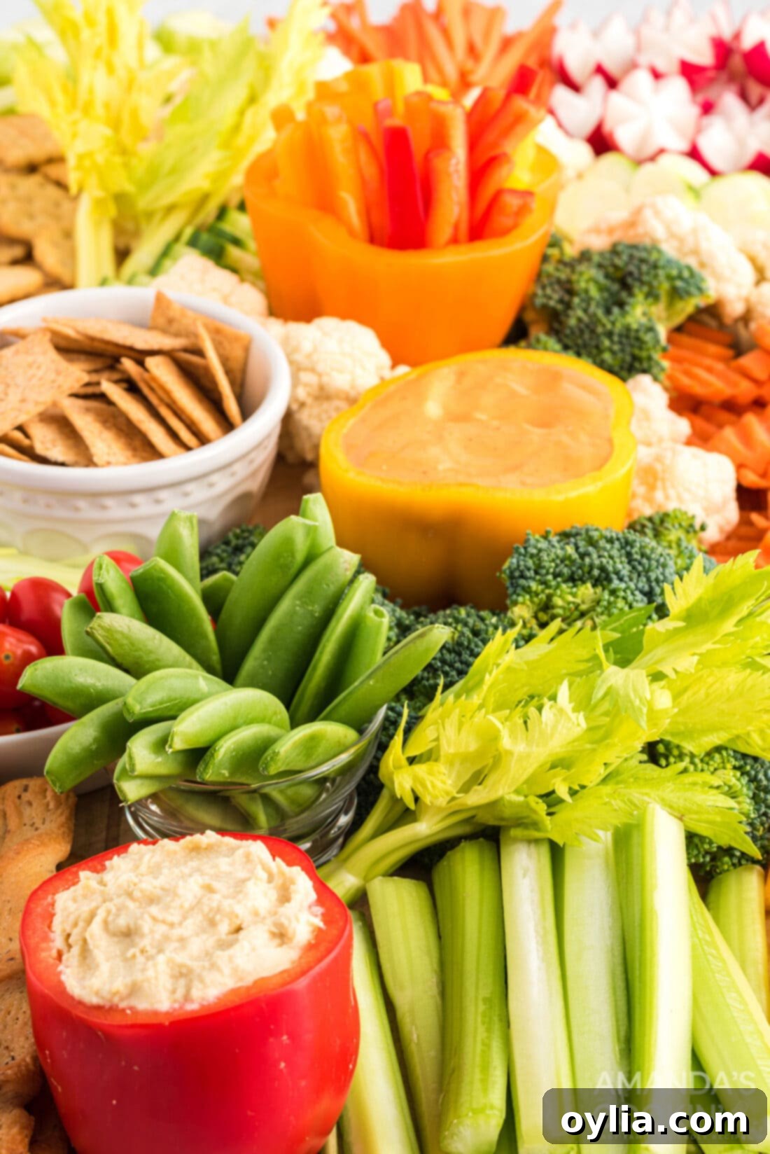 display of cut vegetables