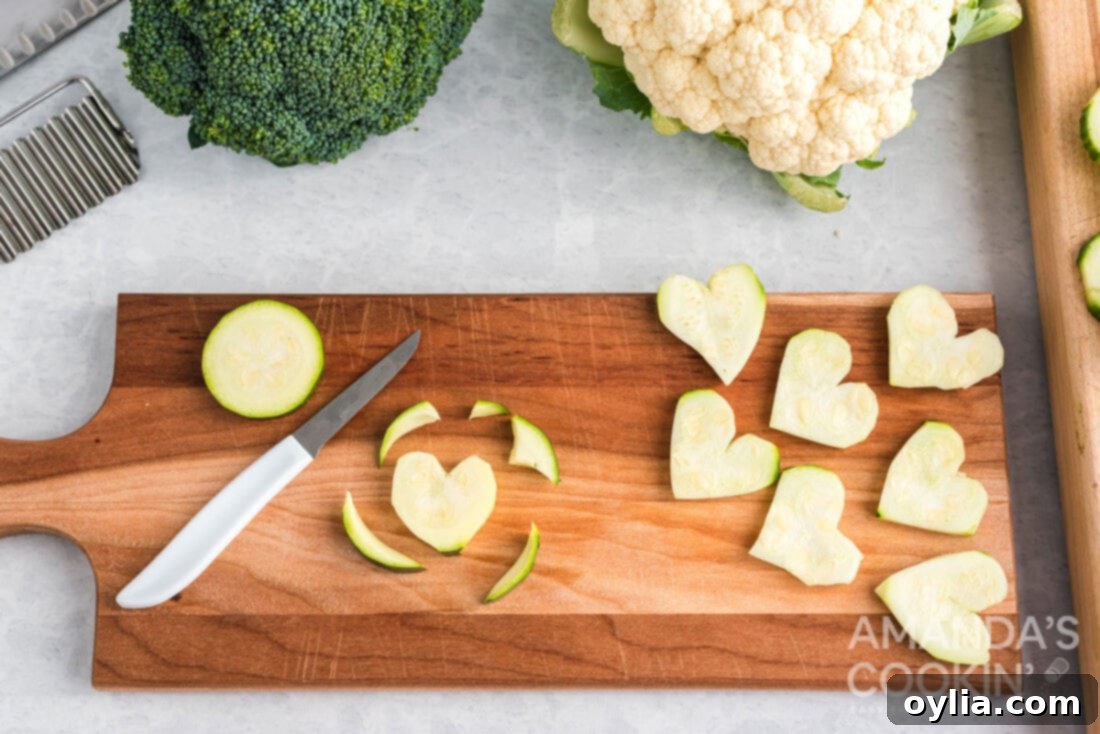 zucchinis cut into hearts