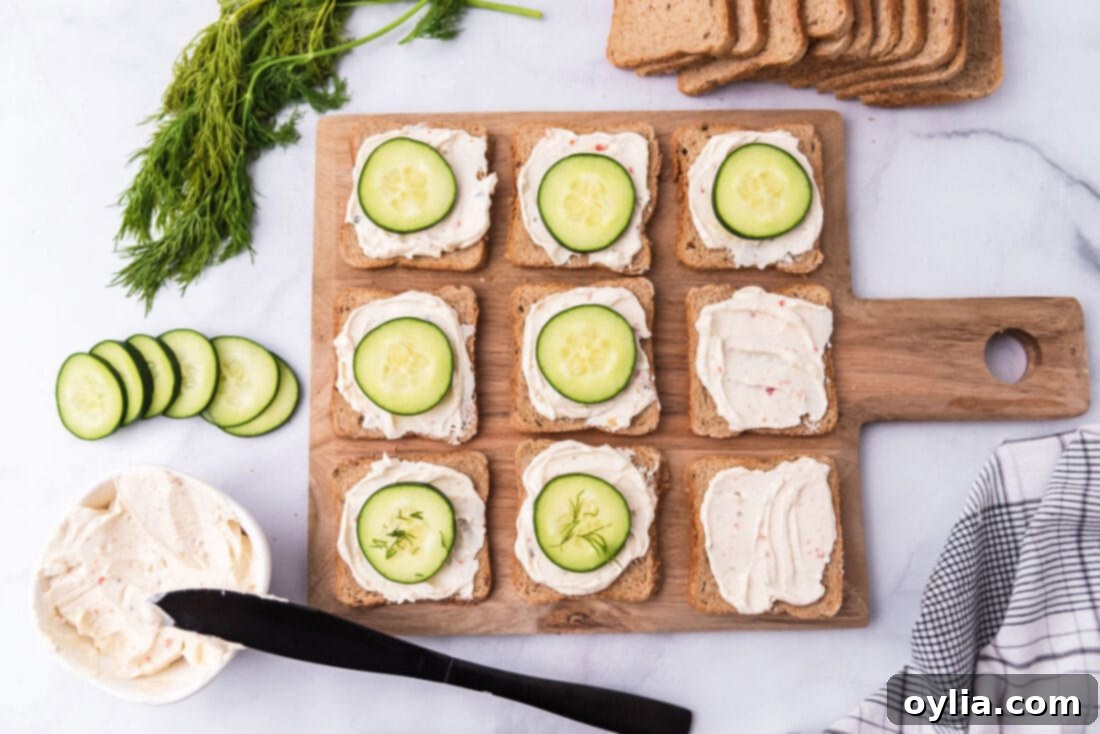 making mini cucumber sandwiches