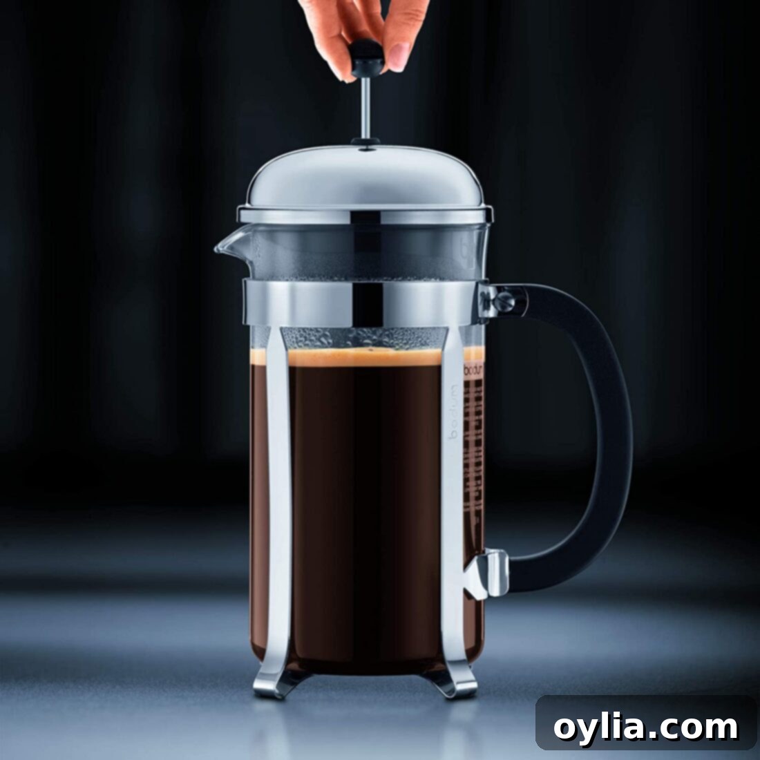 french press with coffee in it