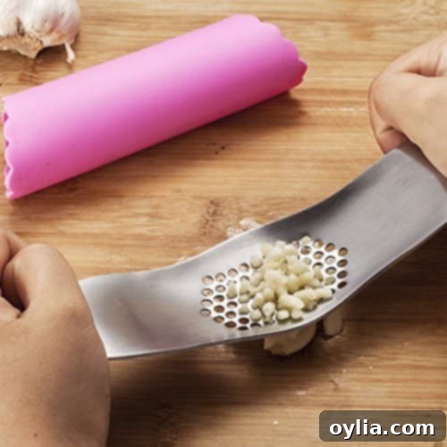 pressing garlic