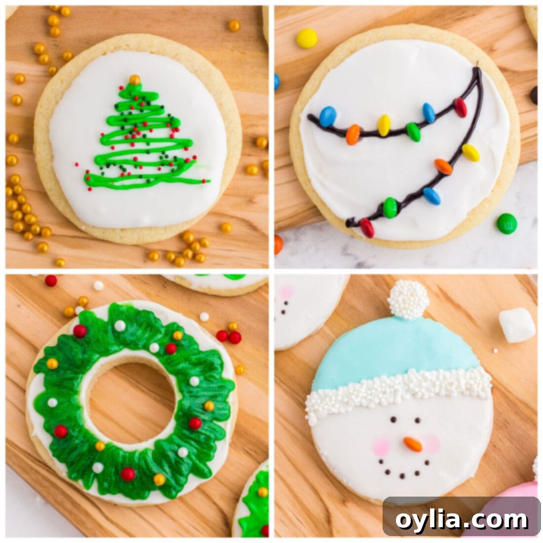 4 decorated sugar cookies