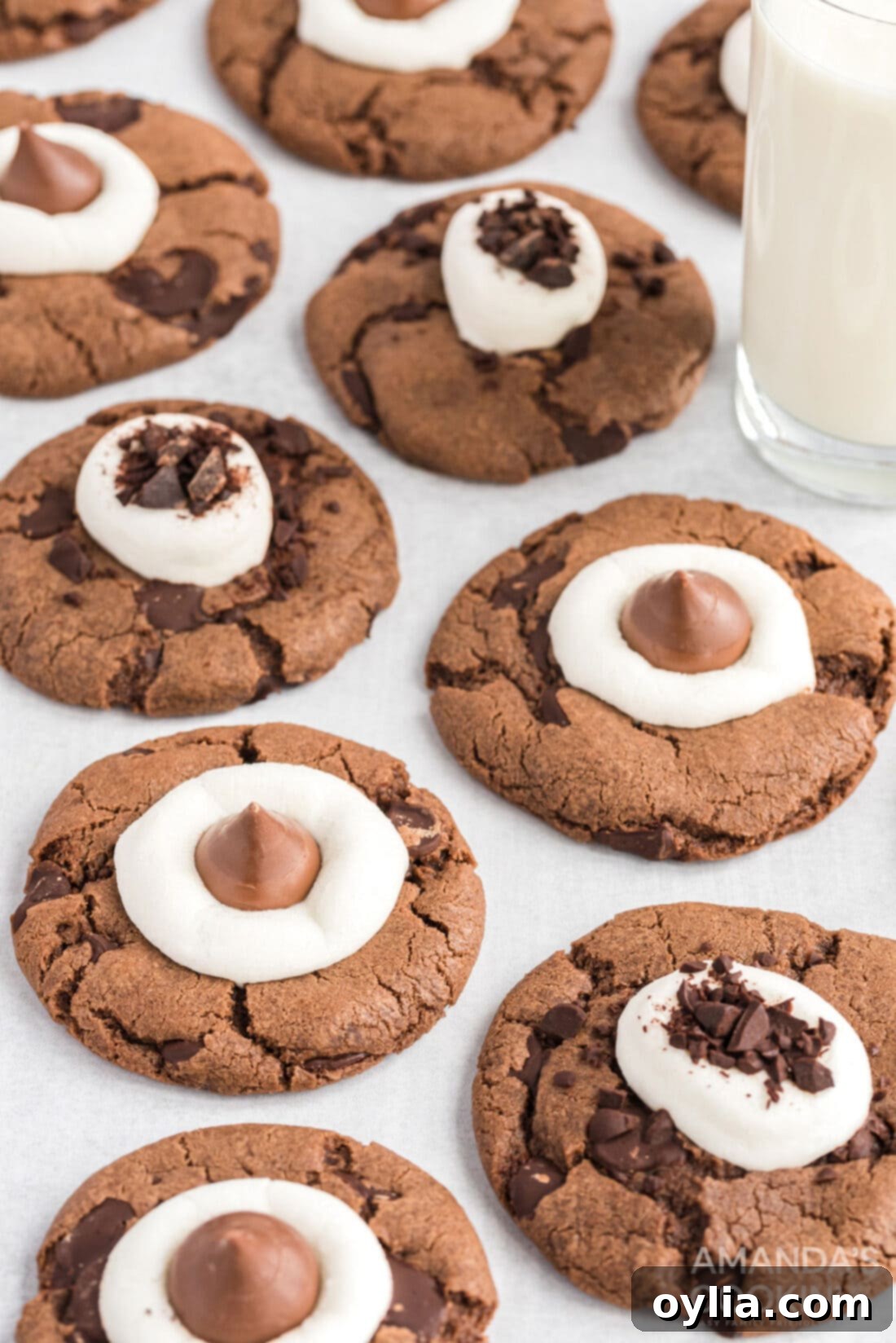 Hot Chocolate Cookie Bliss 15 Hot cocoa cookies with a glass of milk, perfect for a treat