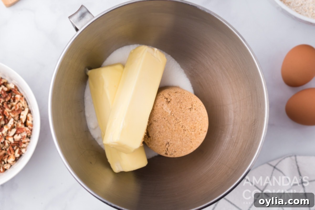 butter and sugar in mixing bowl