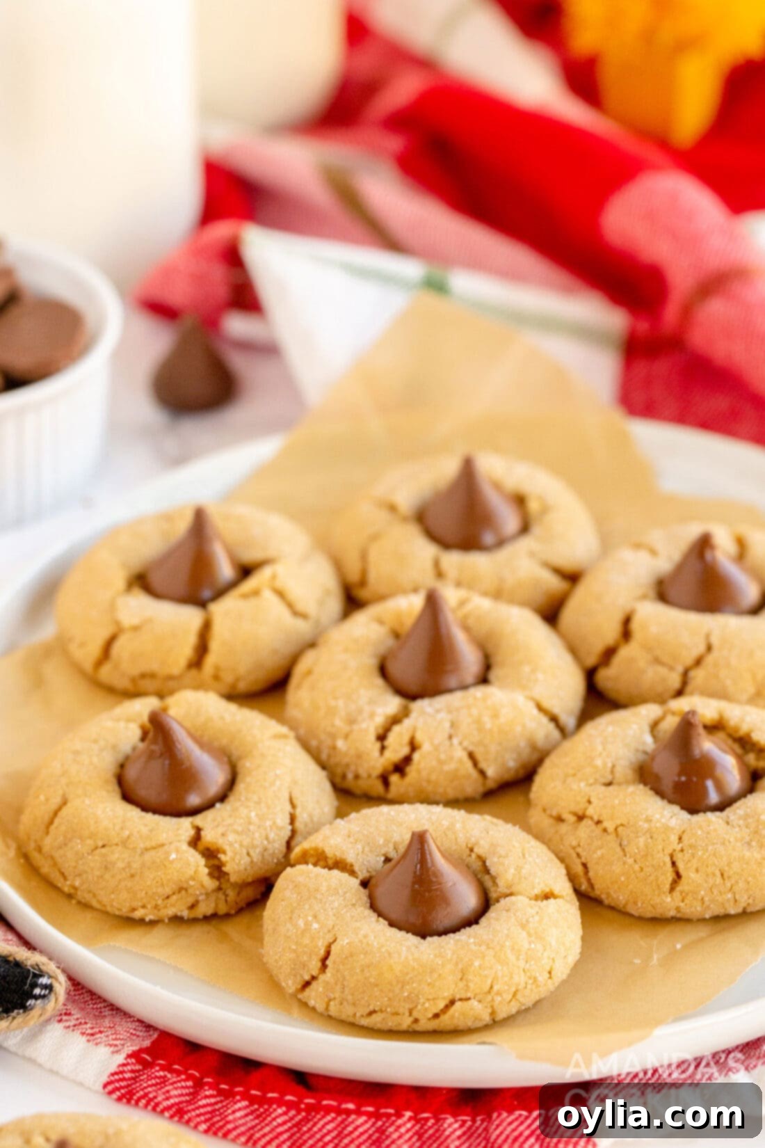 plate of peanut butter blossoms