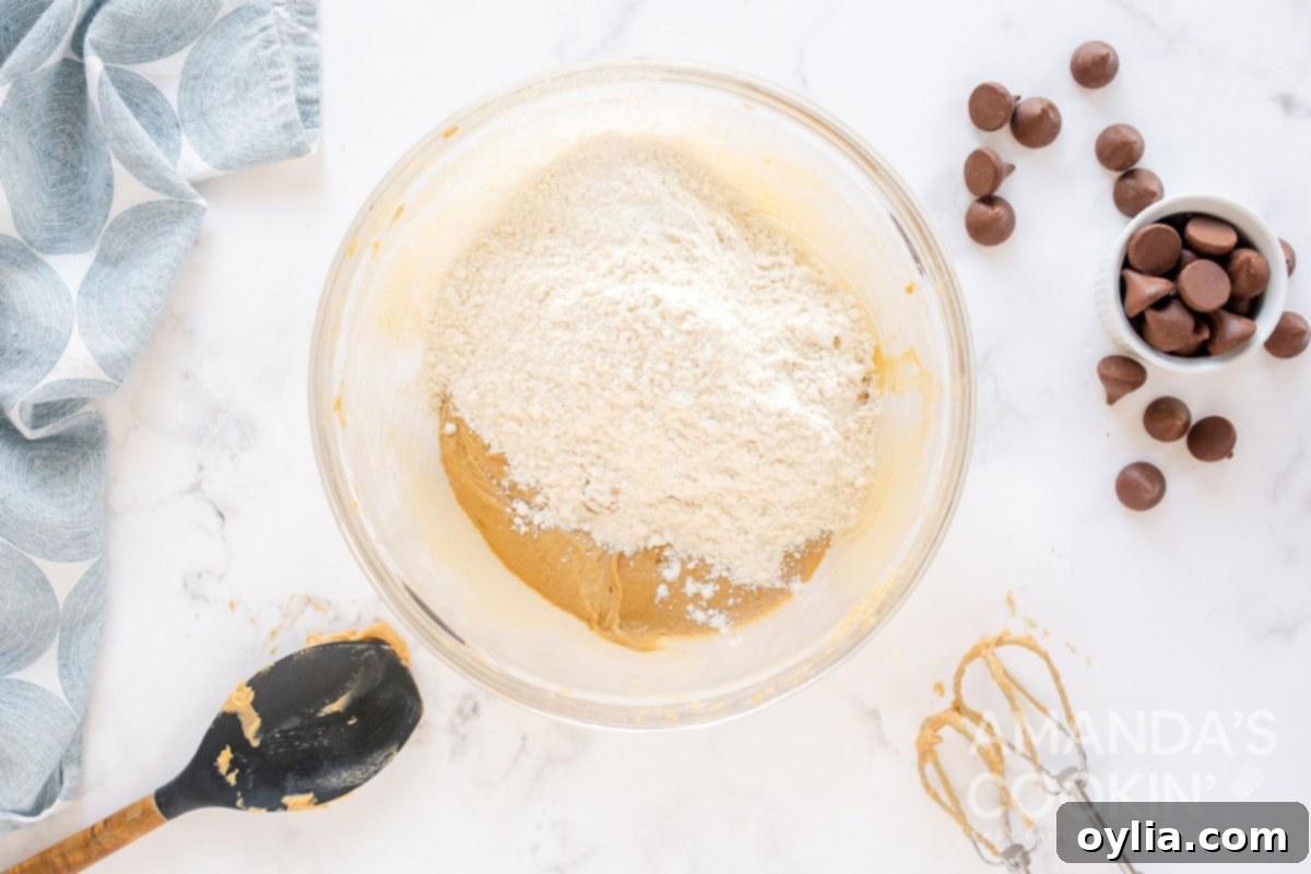 flour and dough in bowl