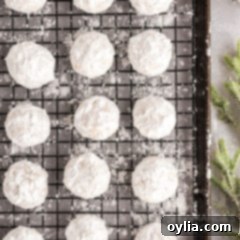 snowball cookies on a wire rack