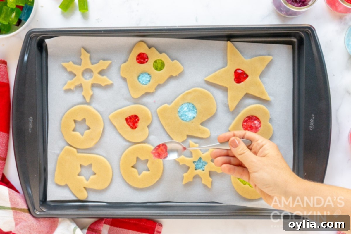 adding candy to cookies