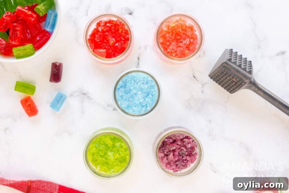 crushed candies in bowls