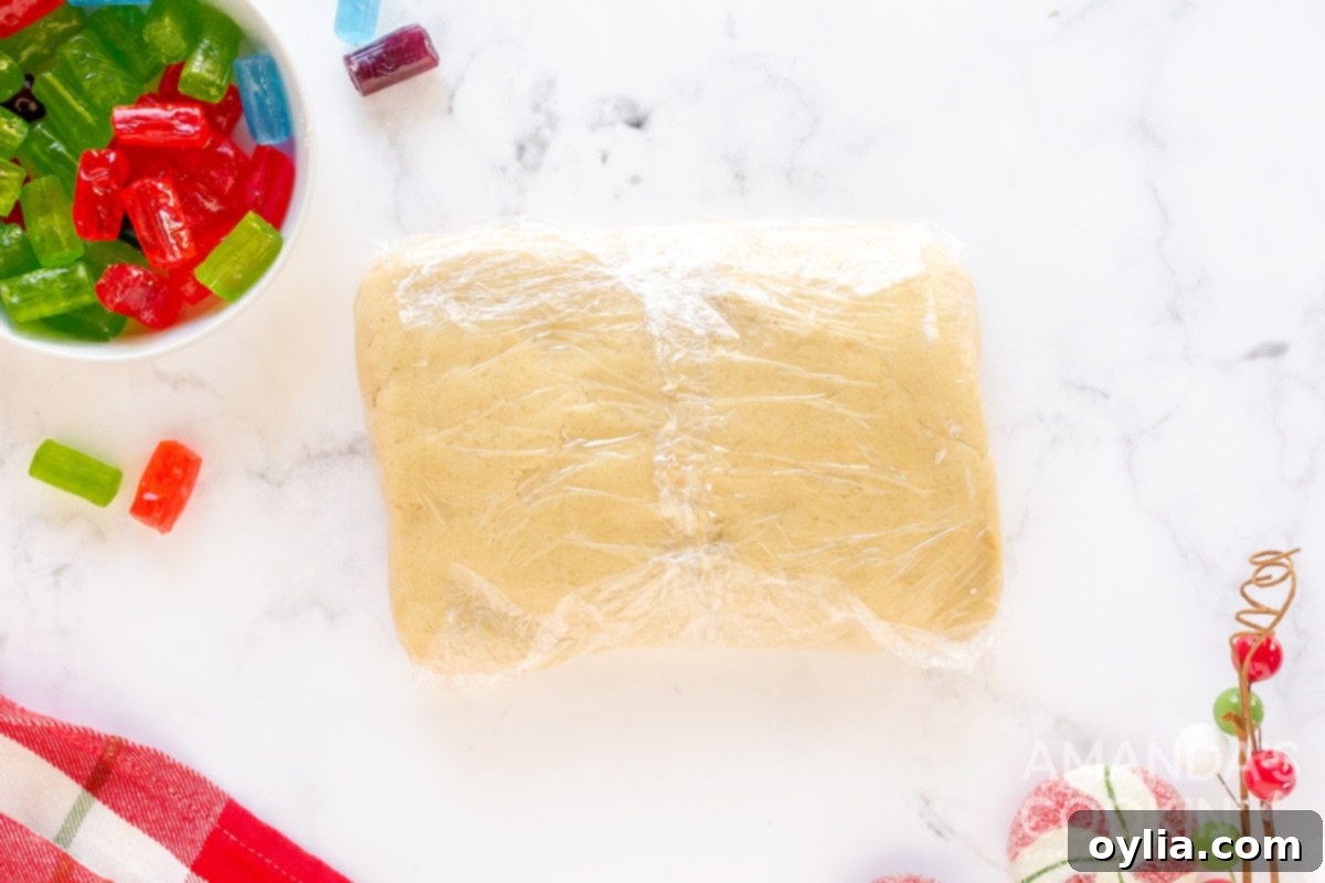 cookie dough wrapped in plastic