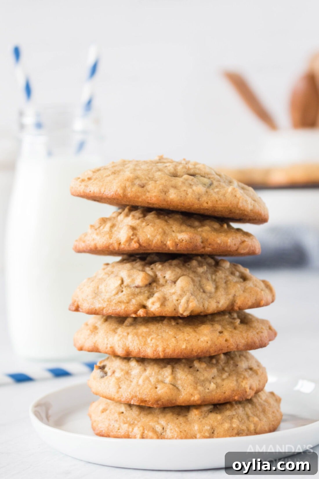 Stack of Homemade Oatmeal Cookies