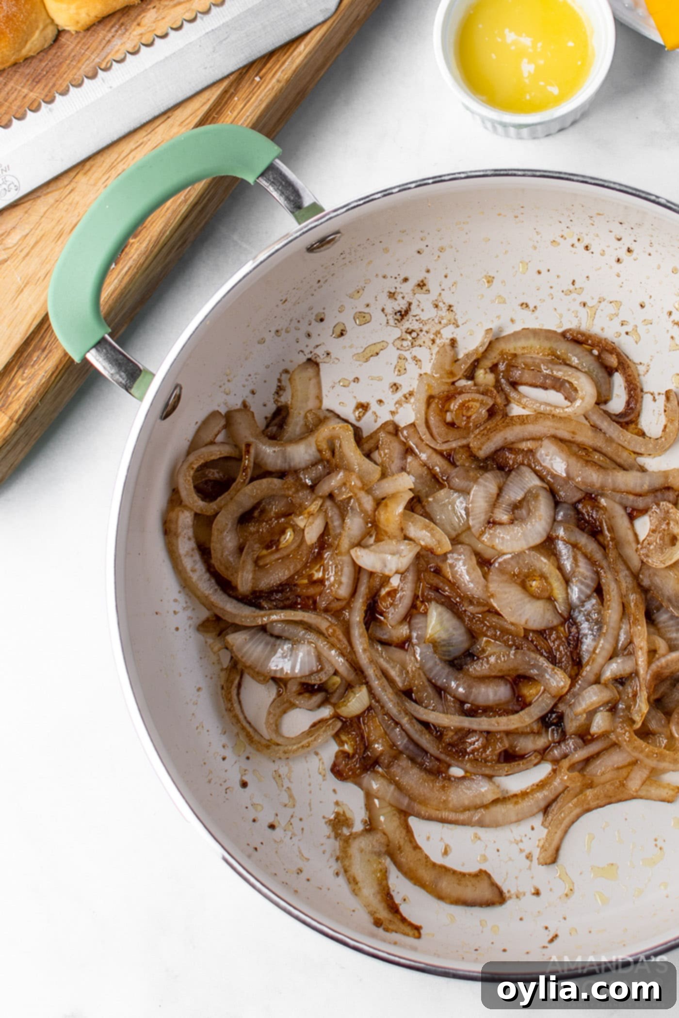 Step 2: Caramelizing onions in a skillet