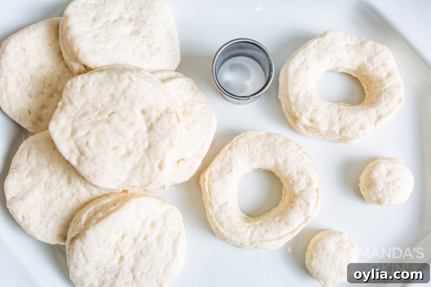 biscuits cut into donuts