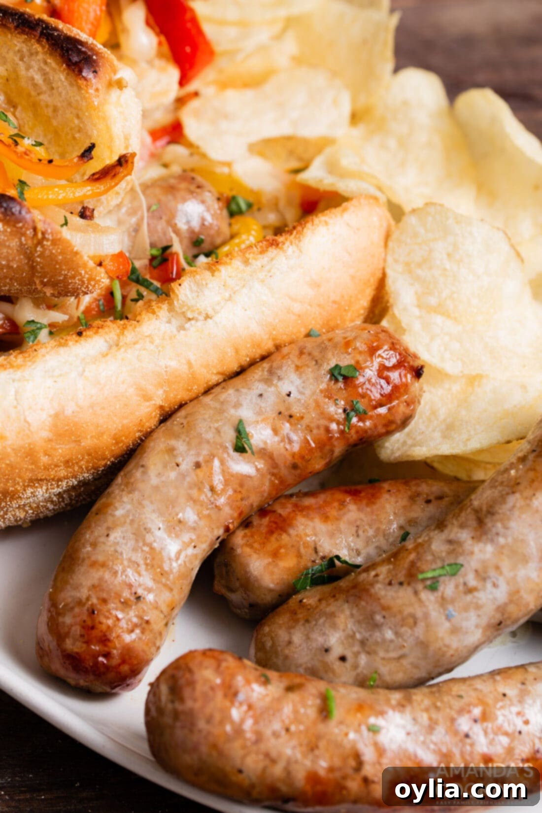 italian sausage and peppers on a plate