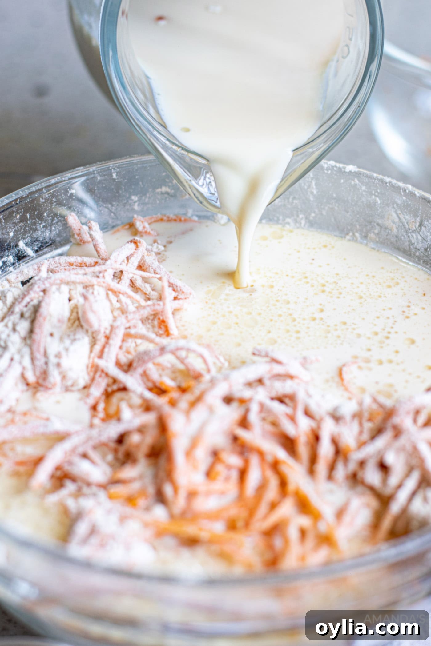 Mixing wet and dry pancake ingredients