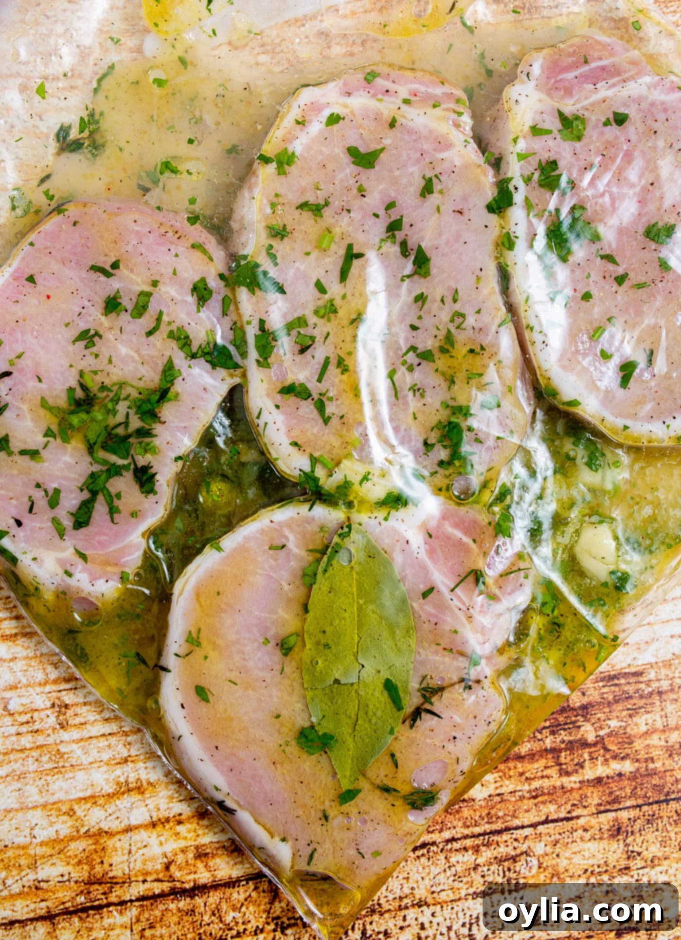 pork chops covered in marinade