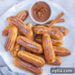 Crispy Air Fryer Churros 14 A close-up of golden, cinnamon-sugar coated Air Fryer Churros, a healthier and delicious sweet treat.