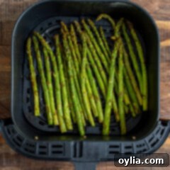 Air Fryer Asparagus on a decorative plate