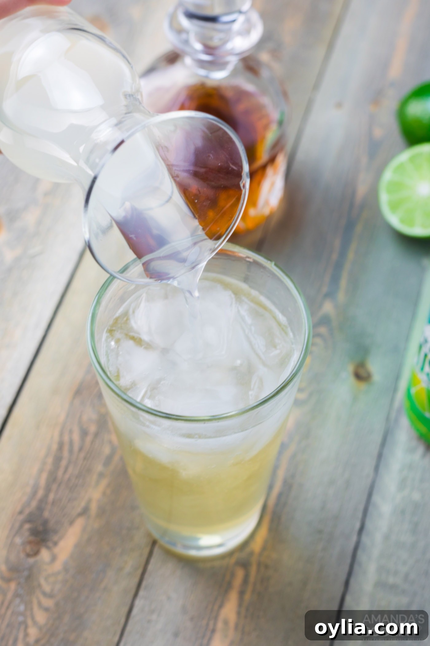 Adding limeade to the glass