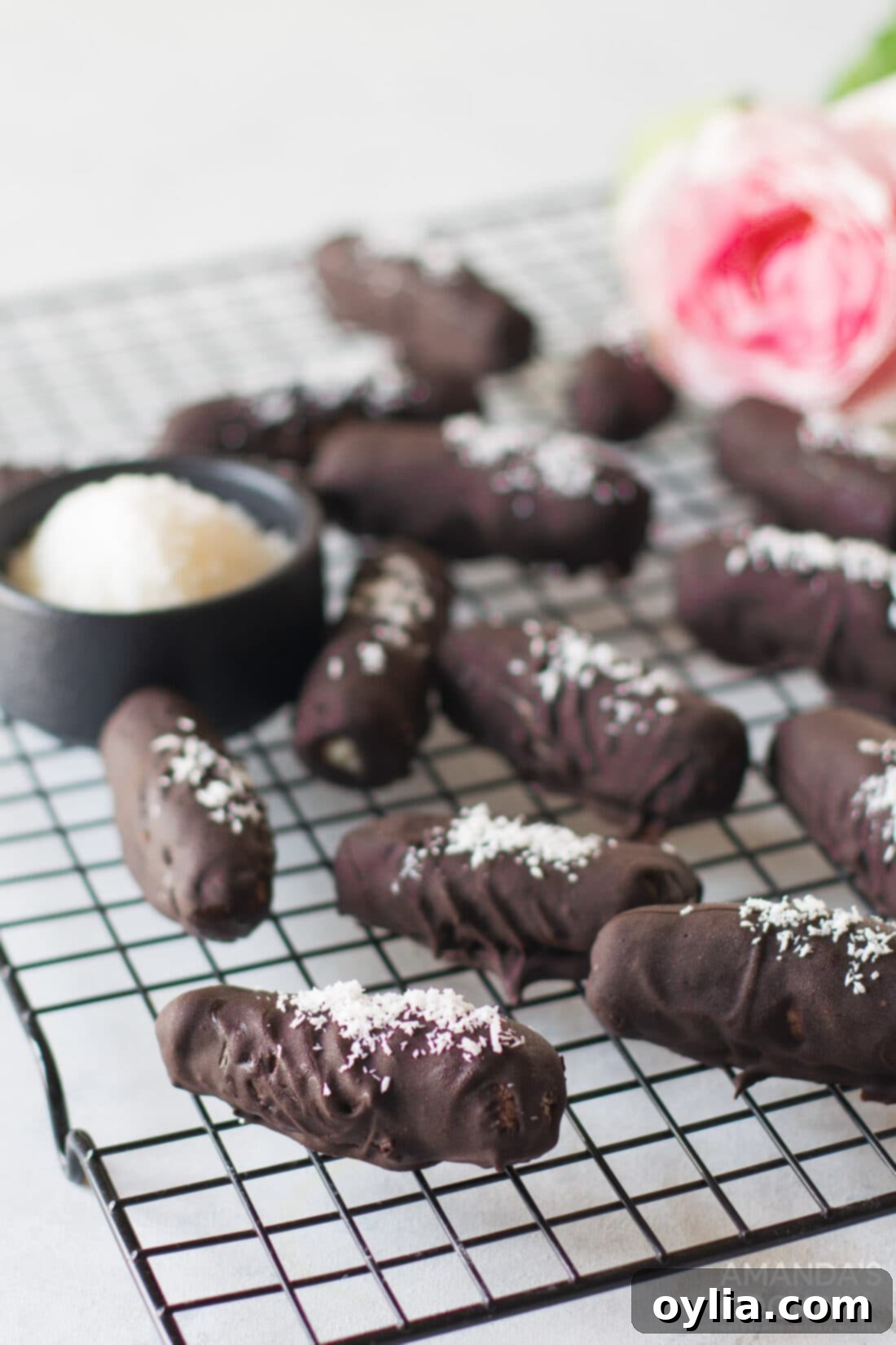 wire rack of homemade bounty bars