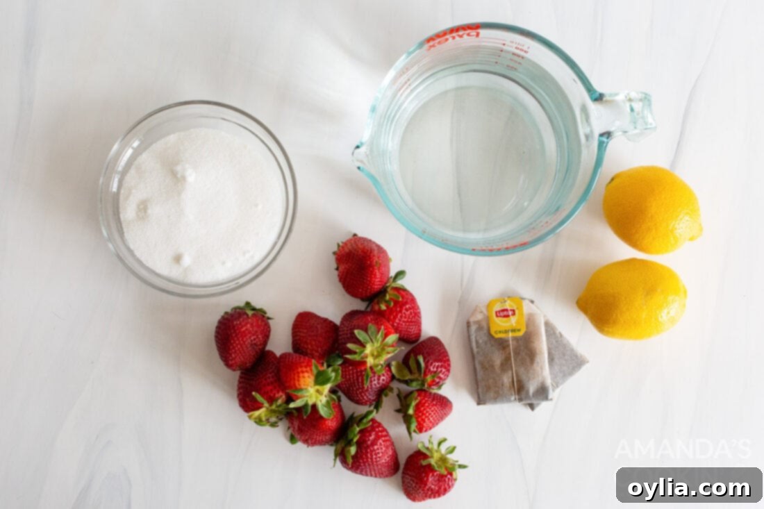 ingredients for strawberry sweet tea