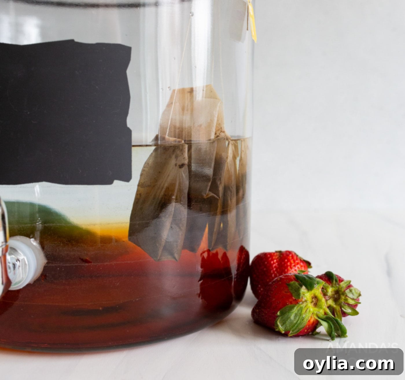 Tea bags on the side of a pitcher