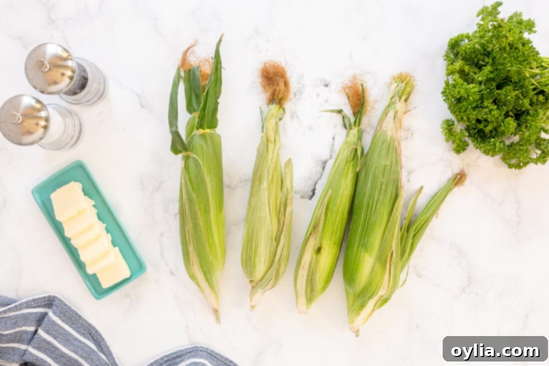 Perfect Grilled Corn 4 ingredients for Grilled Corn on the Cob including fresh corn and butter