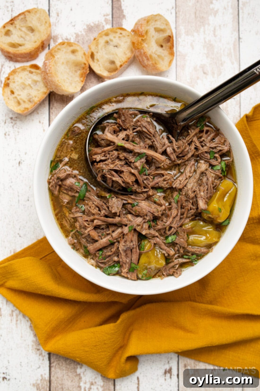 bowl of Instant Pot Mississippi Pot Roast