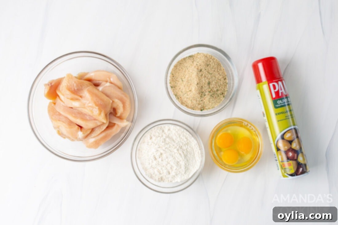 Quick and Crispy Air Fryer Chicken Tenders 4 ingredients for making air fryer chicken tenders