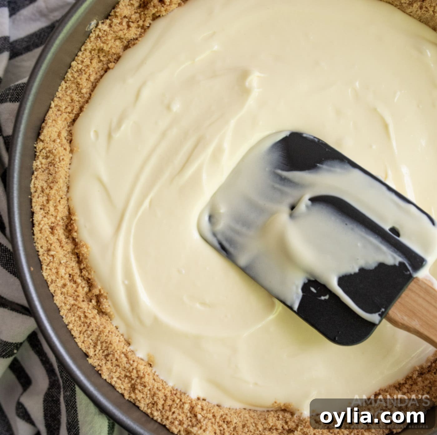 cream cheese mixture spread with a rubber spatula
