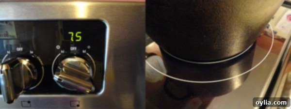 A photo of stove controls and another photo of one of the burners on the stove.