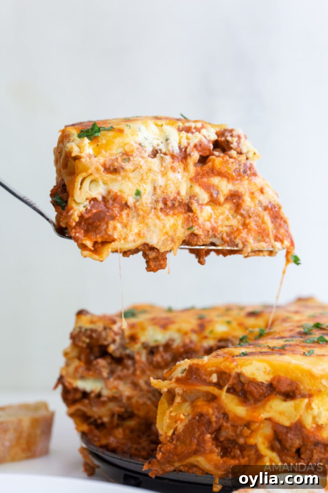 No-Bake Instant Pot Lasagna 2 spatula lifting slice of Instant Pot Lasagna
