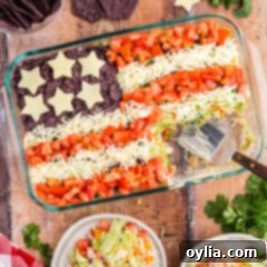 Patriotic Taco Salad Flag ready to be served, showcasing its beautiful design.