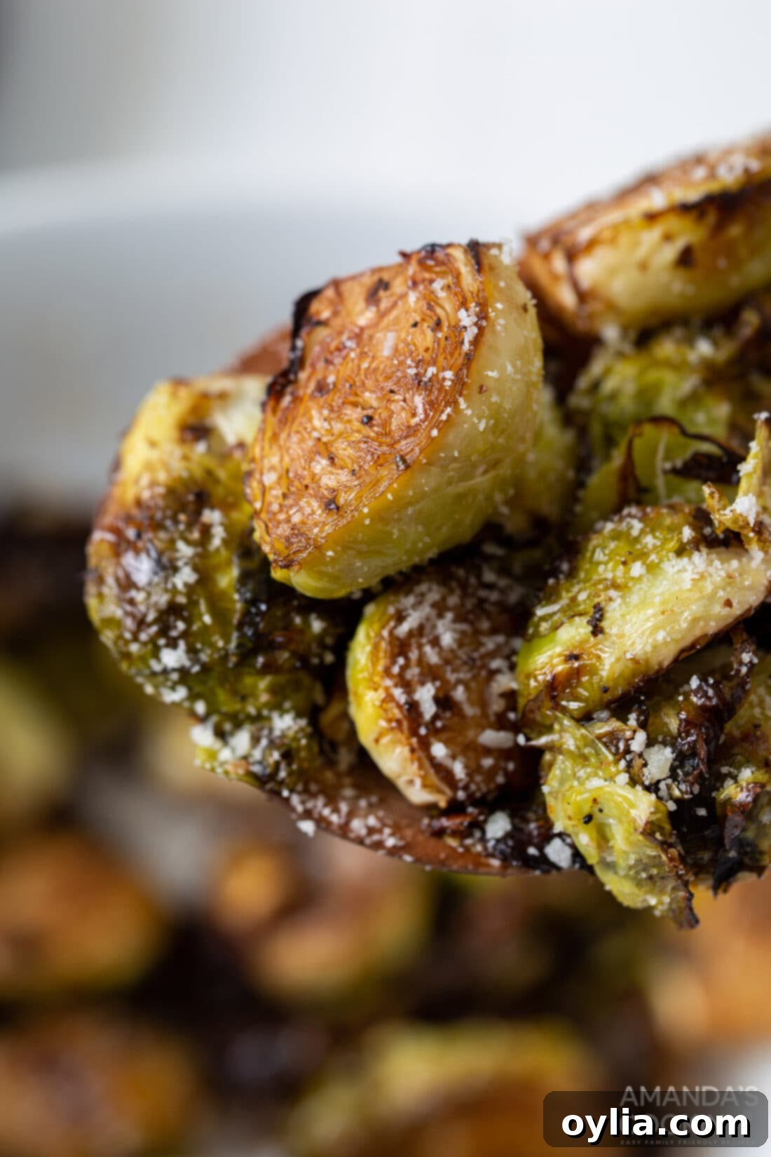 Crispy Air Fryer Brussels Sprouts 9 close up of Air Fryer Brussels Sprouts